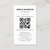 Black White Photographer QR Code Photo Modern 名刺 (裏面)
