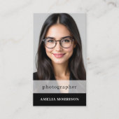 Black White Photographer QR Code Photo Modern 名刺 (正面)