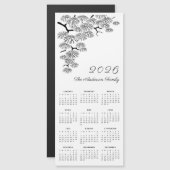 Black White Pine Branch Botanical Calendar 2026 (正面/裏面)