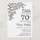 Black White Pine Branch Surprise 70th Birthday 招待状 (正面)