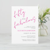 Black White Pink 50 and Fabulous Birthday Minimal 招待状 (スタンド正面)