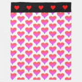 Black White Pink Purple Red Hearts Pattern フリースブランケット (正面)