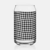 Black White Plaid Checker Seamless Pattern ガラス缶 (正面)
