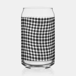 Black White Plaid Checker Seamless Pattern ガラス缶