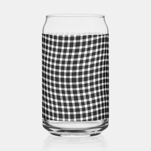 Black White Plaid Checker Seamless Pattern ガラス缶 (裏面)