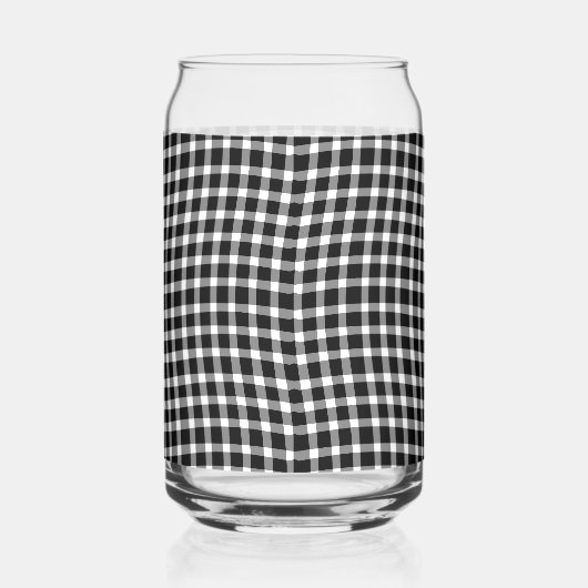 Black White Plaid Checker Seamless Pattern ガラス缶 (右)