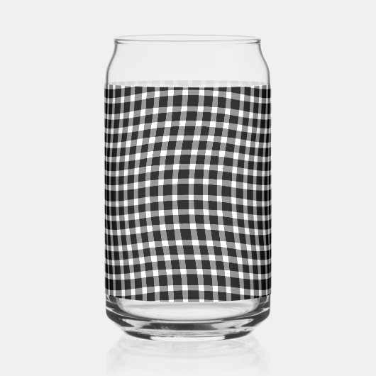 Black White Plaid Checker Seamless Pattern ガラス缶 (左)