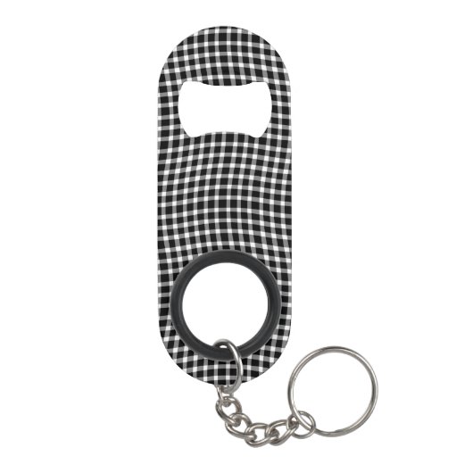 Black White Plaid Checker Seamless Pattern キーホルダー栓抜き (裏面)
