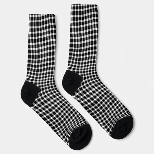 Black White Plaid Checker Seamless Pattern ソックス (右)