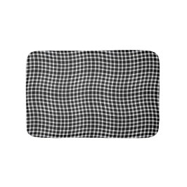 Black White Plaid Checker Seamless Pattern バスマット
