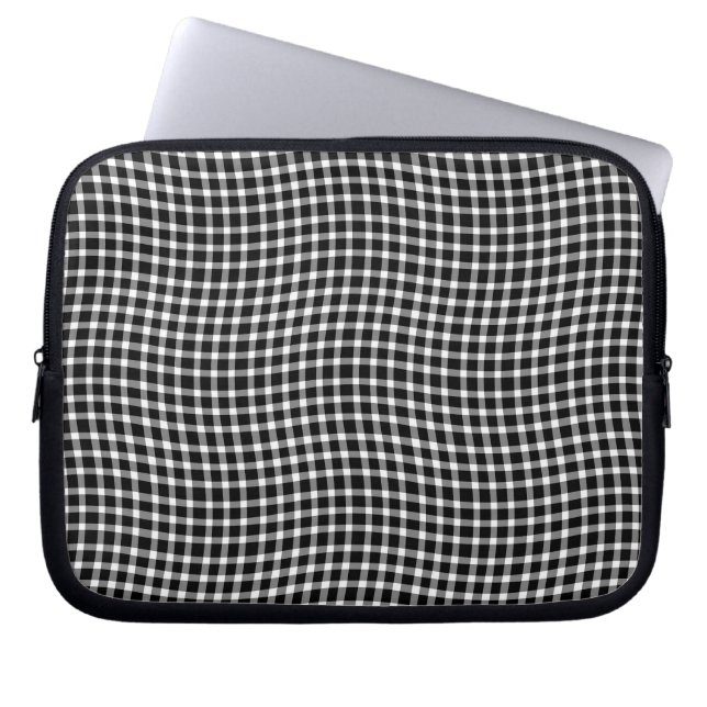 Black White Plaid Checker Seamless Pattern ラップトップスリーブ (正面)