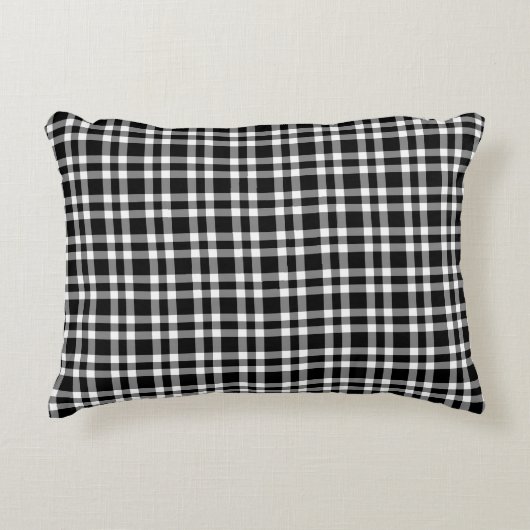 Black White Plaid Pattern アクセントクッション (正面)