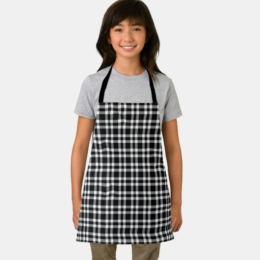 Black White Plaid Pattern エプロン (インサイチュ)
