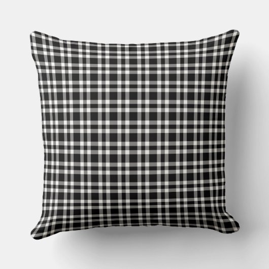 Black White Plaid Pattern クッション (裏面)
