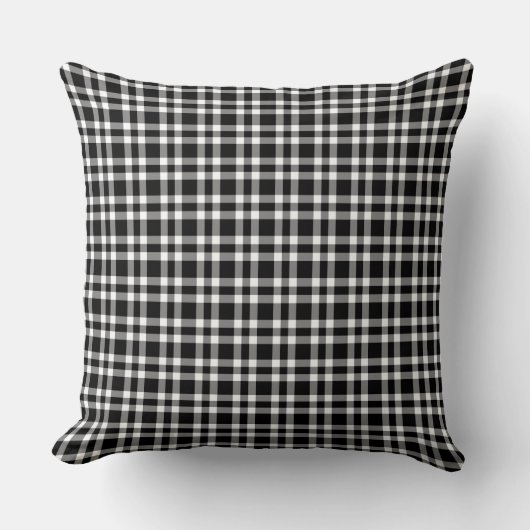 Black White Plaid Pattern クッション (正面)