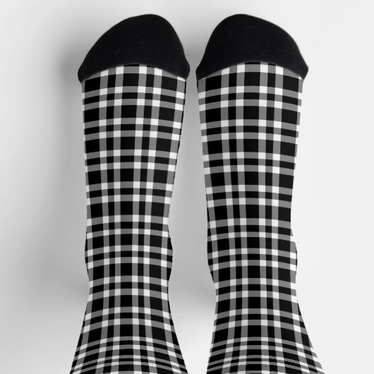 Black White Plaid Pattern ソックス (上部)
