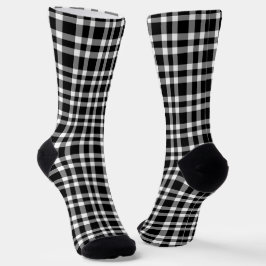 Black White Plaid Pattern ソックス