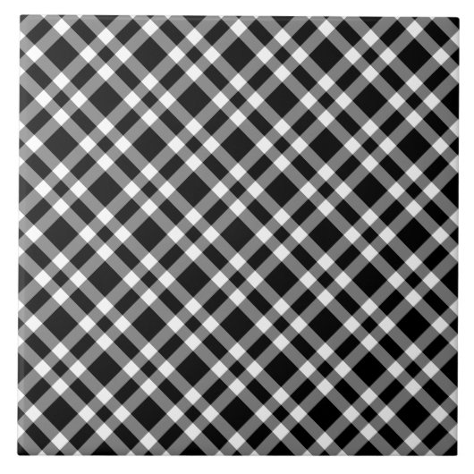 Black White Plaid Pattern タイル (正面)
