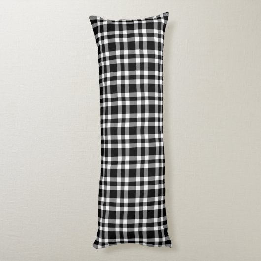 Black White Plaid Pattern ボディピロー (裏面 (縦))