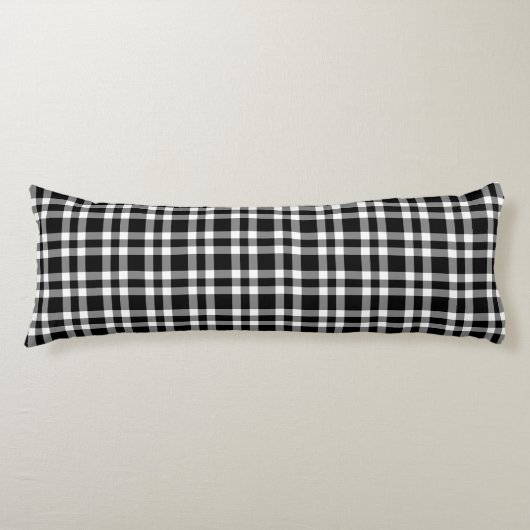 Black White Plaid Pattern ボディピロー (正面)
