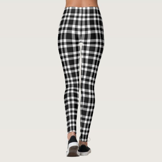 Black White Plaid Pattern レギンス (裏面)