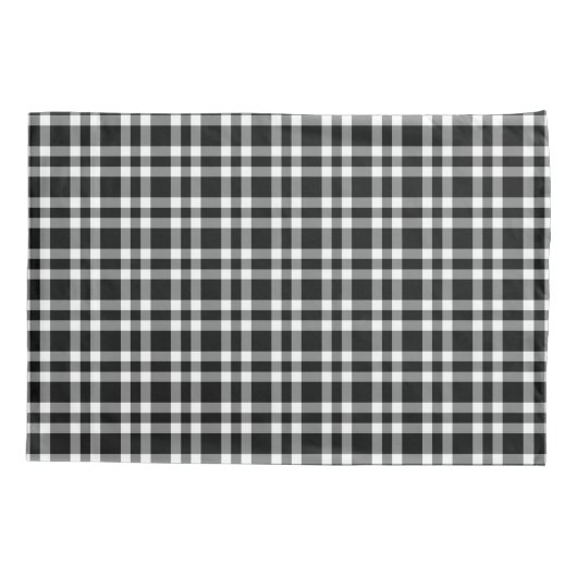 Black White Plaid Pattern 枕カバー (裏面-左)