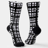 Black & White Plaid with Paint Splatter Crew Socks ソックス (傾斜あり)