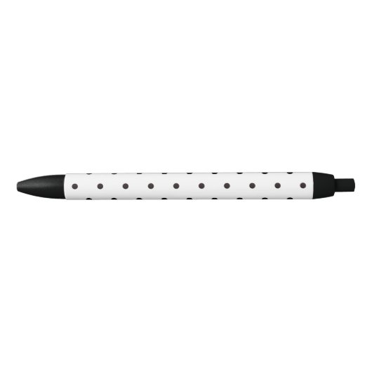 Black & White Polka Dot Christmas Print Pattern 黒ボールペン (正面)