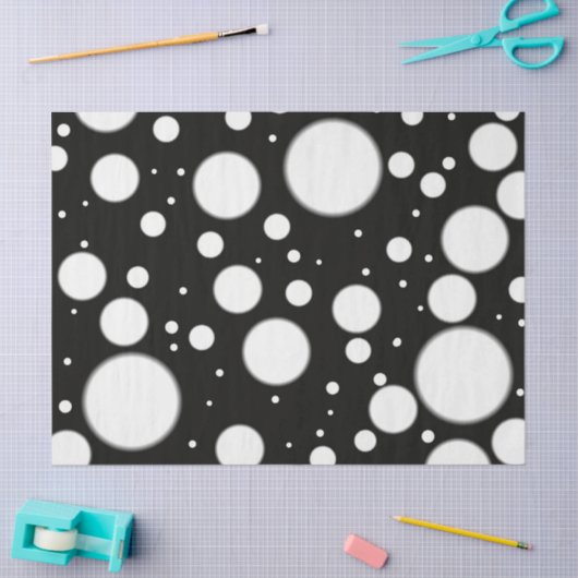 Black White Polka Dots Funky Pattern Decoupage 薄葉紙 (クラフト)