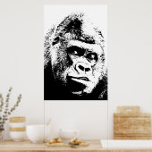Black White Pop Art Gorilla ポスター (キッチン)