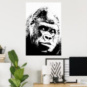 Black White Pop Art Gorilla ポスター (ホームオフィス)