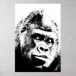 Black White Pop Art Gorilla ポスター<br><div class="desc">Digital Computer Animal Art - College Pop Art - Wild Animal Computer Images</div>