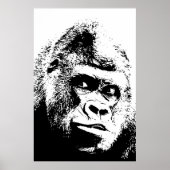 Black White Pop Art Gorilla ポスター (正面)