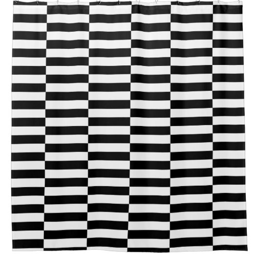 black white pop art grid stripes minimalist シャワーカーテン (正面)