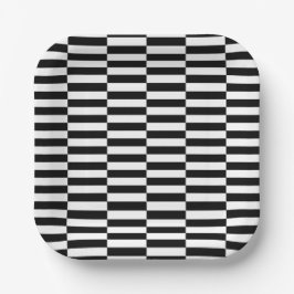 black white pop art grid stripes minimalist ペーパープレート