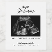Black White Pregnancy Announcement Sonogram Photo ワインラベル (シングルラベル)