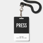 Black & White Press All Access PassイベントID バッジ (正面（ネックストラップ付）)