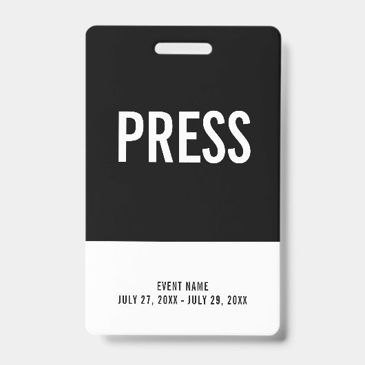 Black & White Press All Access PassイベントID バッジ (正面)