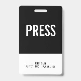 Black & White Press All Access PassイベントID バッジ