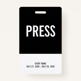 Black & White Press All Access PassイベントID バッジ