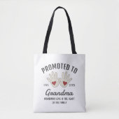 Black & White Promoted To Grandma Baby Handprints トートバッグ (正面)