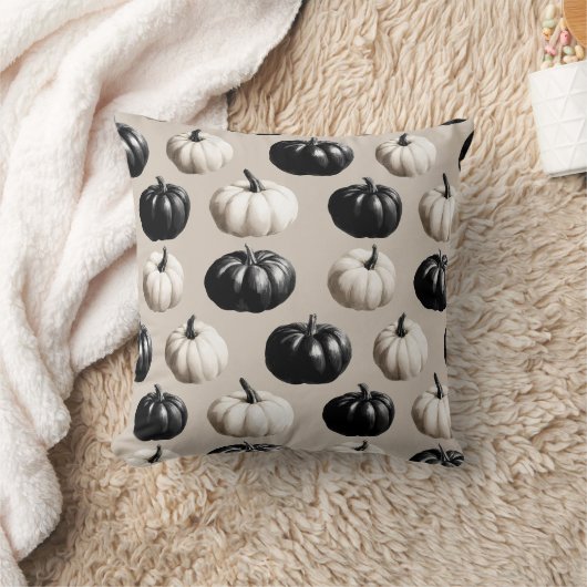 Black & White Pumpkin Fall Design クッション (ブランケット)