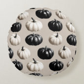Black & White Pumpkin Fall Design ラウンドクッション (正面)