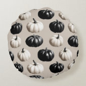 Black & White Pumpkin Fall Design ラウンドクッション (裏面)