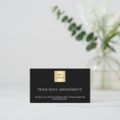 Black white QR business logo appointment card 割引カード (スタンド正面)