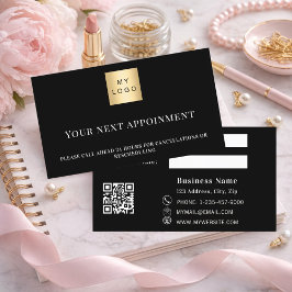 Black white QR business logo appointment card 割引カード