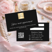 Black white QR business logo appointment card 割引カード