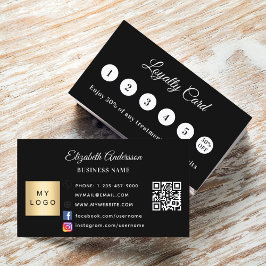 Black white qr code business logo loyalty card ロイヤリティカード
