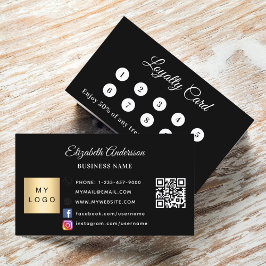 Black white qr code business logo loyalty card ロイヤリティカード