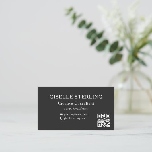 Black White QR Code Professional Photo 名刺 (スタンド正面)